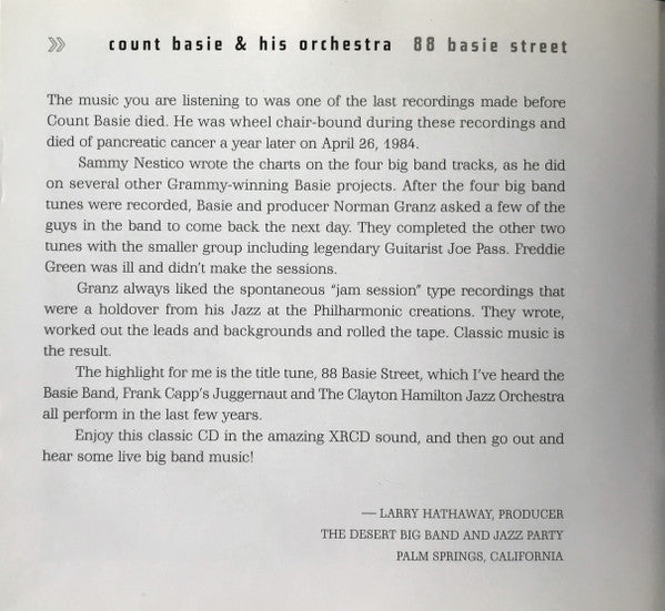 "88 Basie Street" (XRCD) | Near Mint (NM) Excellent (EX) Retro Vinyl Club