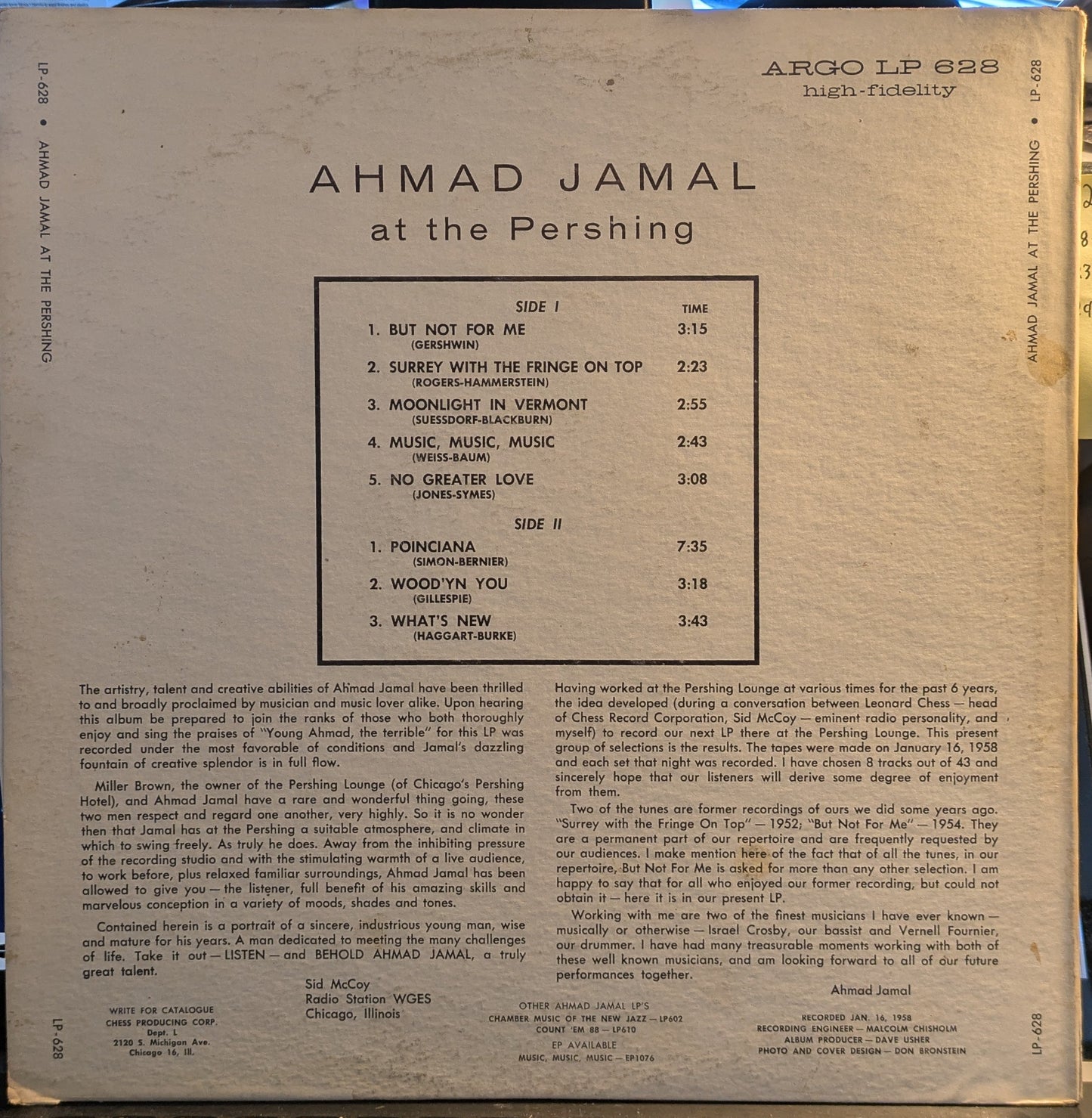 Ahmad Jamal Trio At The Pershing (But Not For Me) (VINYL) | Very Good (VG) Very Good Plus (VG+) Retro Vinyl Club