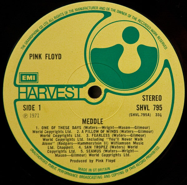 Pink Floyd Meddle - ORIGINAL VINYL LP on Harvest from 1971