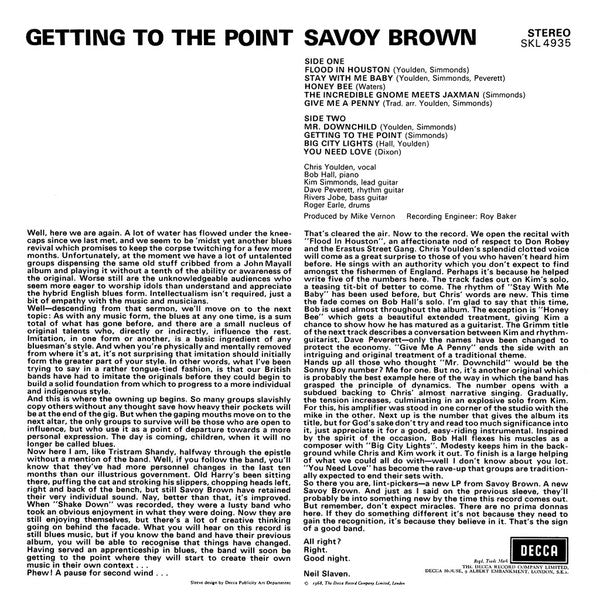 Savoy Brown Getting To The Point - VINYL LP - ORIGINAL STEREO - UNBOXED DECCA