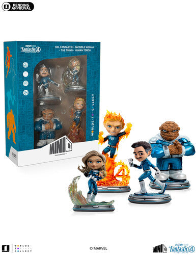 (PRE-ORDER 9/4/25) MiniCo Fantastic Four Metallic First Steps 4 Pack (Large Item, Statue, Collectible,) | Retro Vinyl Club