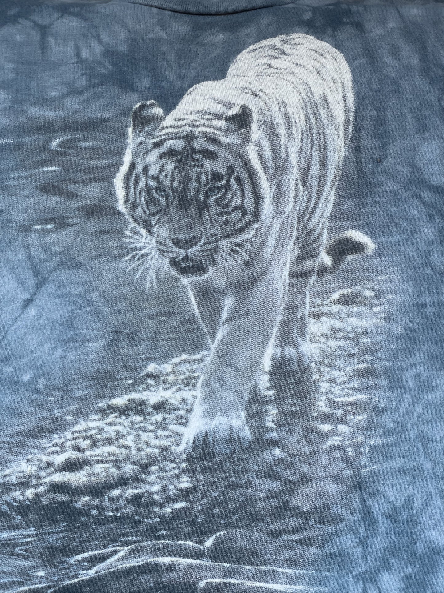 2004 White Tiger Nature Tie Dye Shirt | Men's 100% Cotton L Short Sleeve T-Shirt | Retro Vinyl Club