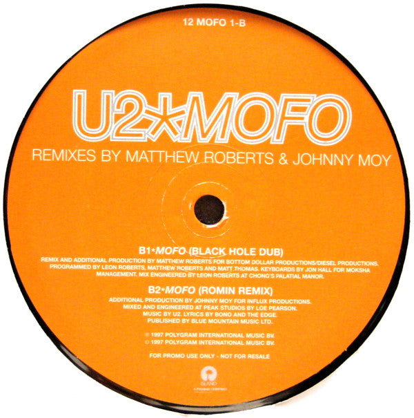 U2 ‎Mofo - PROMO Only Issue VINYL 12" in Custom Die Cut Cover